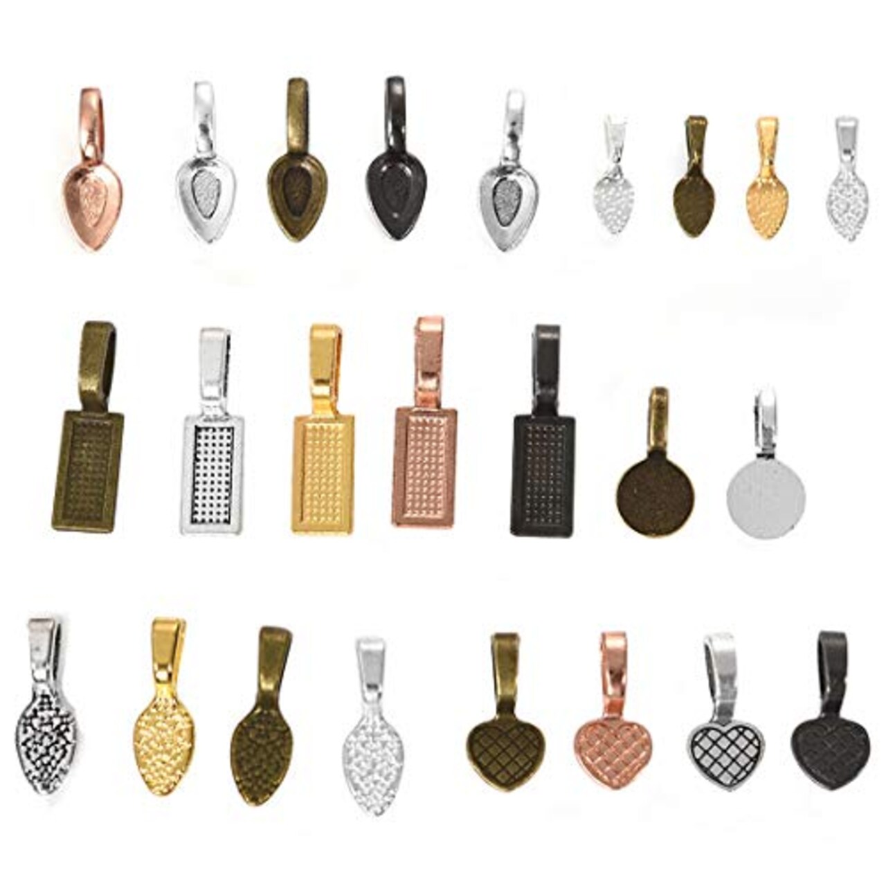 120 Pieces Glue on Bails for Pendants Jewelry Making Necklace Earring Bail Scrabble Making Supplies Glass Cabochon Tiles Pendant